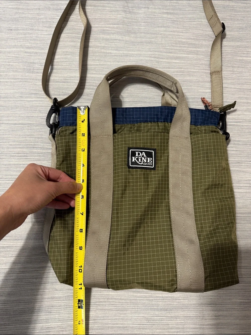 Dakine Jinx Mini Tote Bag Base Camp Ripstop Crossbody Olive Green Navy